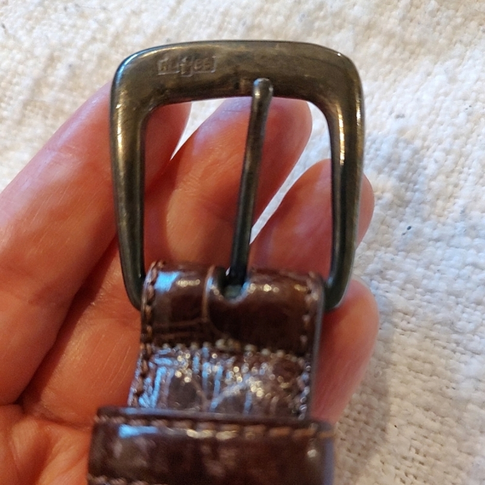 VTG Ralph Lauren Genuine Alligator Belt Sterling Silver 1985 Brown 26 - Picture 15 of 16